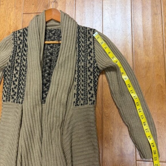 Albinaas Alpaca Womens Handmade Open Front Waterfall Brown Cardigan Size XS Peru - Picture 7 of 12